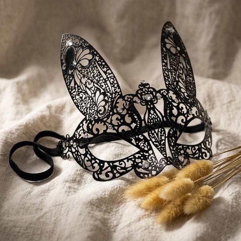 Rabbit Metal Filigree Masquerade Mask, Venetian Bunny Eye Mask ...