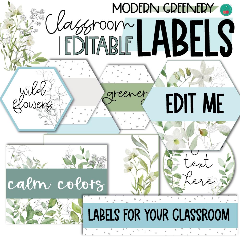 Editable Labels Nature Theme | Modern Greenery Classroom Decor - Etsy
