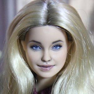 Custom Barbie doll head repaint Millie with sandy blond hair OOAK