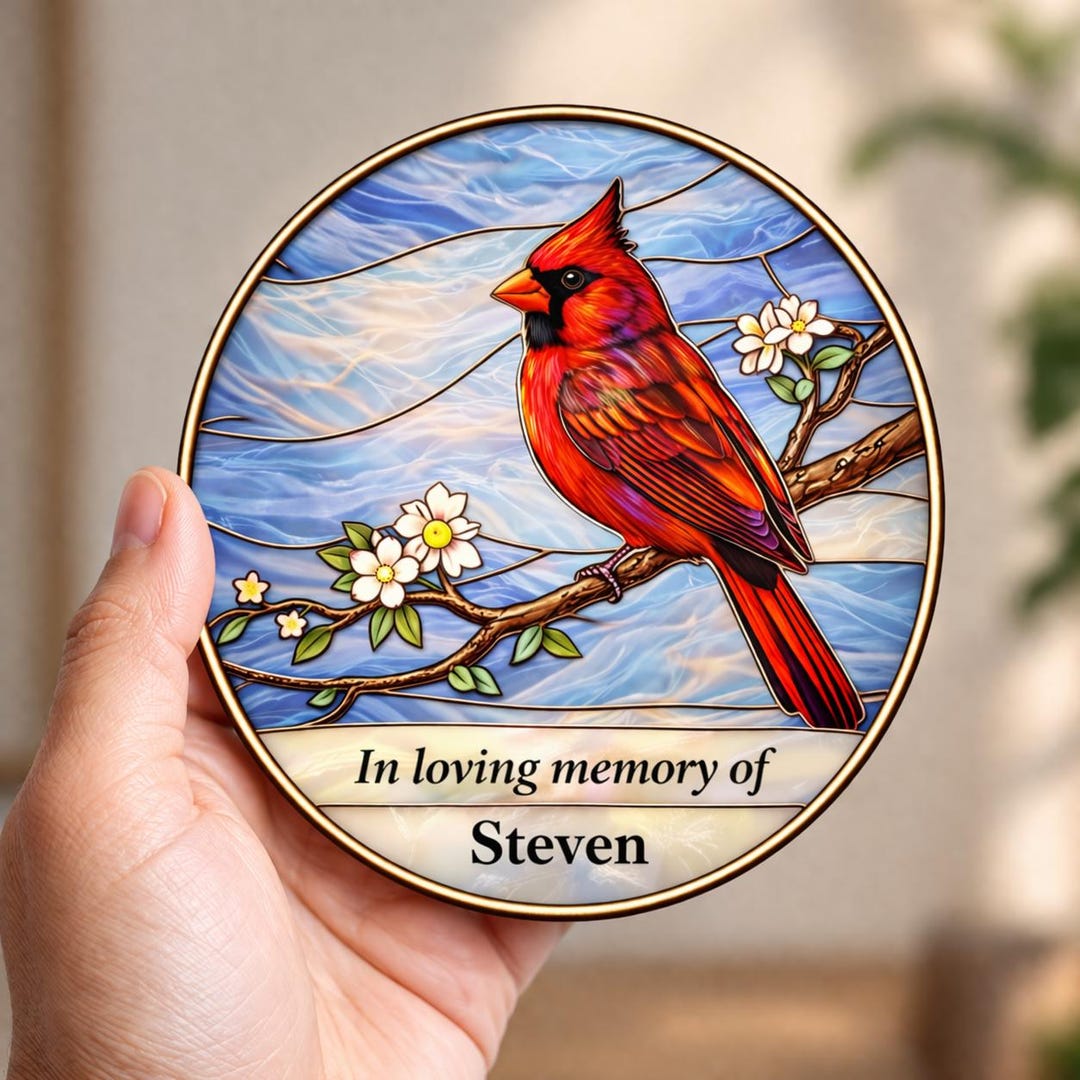 Personalized Cardinal Memorial Suncatcher, in Loving Memory Gift ...