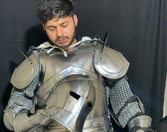 Barbuta Knight Armor Suit | Medieval Plate Armor with Barbuta Helmet | Renaissance Knight Armor | LARP Combat Armor | Medieval Cosplay Armor