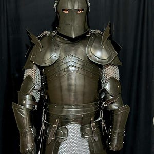 Handmade Medieval Barbuta Armor Set: Black Steel Gothic Knight Cosplay, LARP Costume image 7