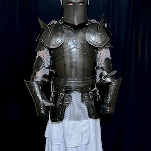 Handmade Medieval Barbuta Armor Set: Black Steel Gothic Knight Cosplay, LARP Costume image 4