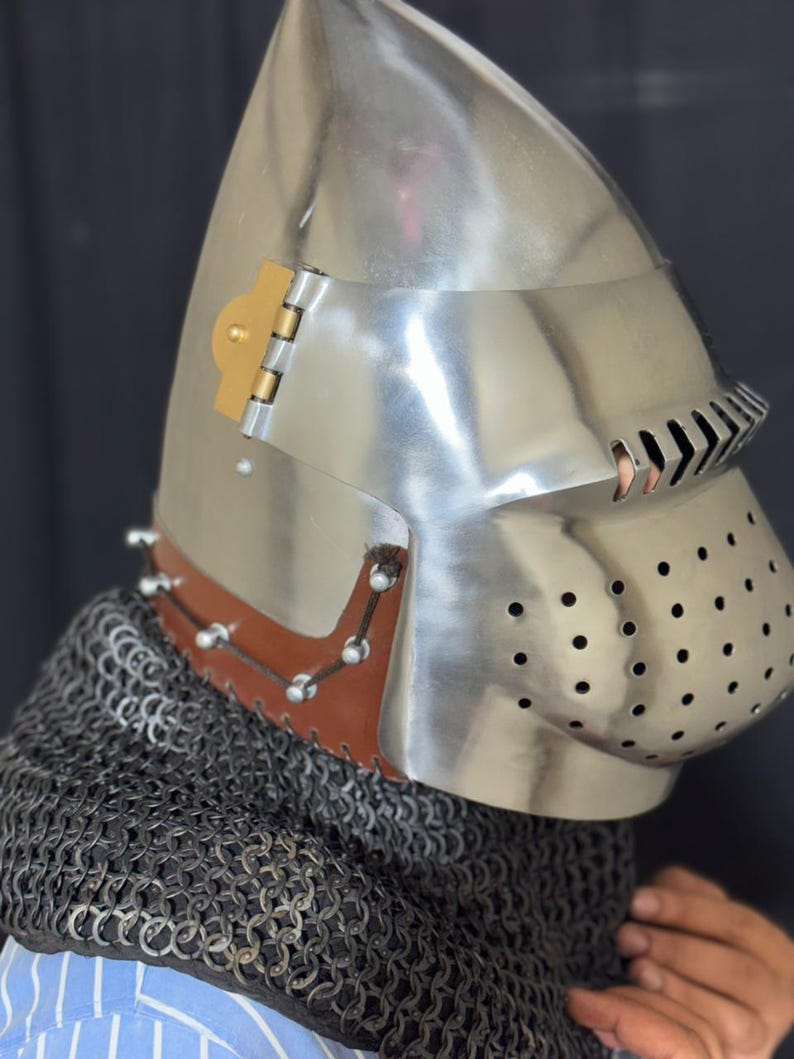 Medieval Helm With Chainmail Aventail | 18 Gauge Steel Knight Armor ...