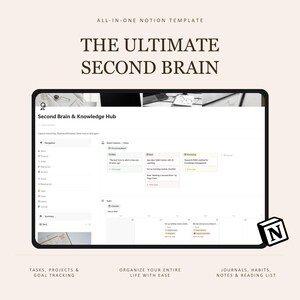 Modello Second Brain Notion / Dashboard di pianificazione della vita tutto in uno / Organizzatore digitale Metodo PARA 2026