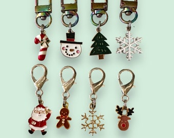 winter and Christmas collar charm | zipper pull | stitch marker | backpack charm