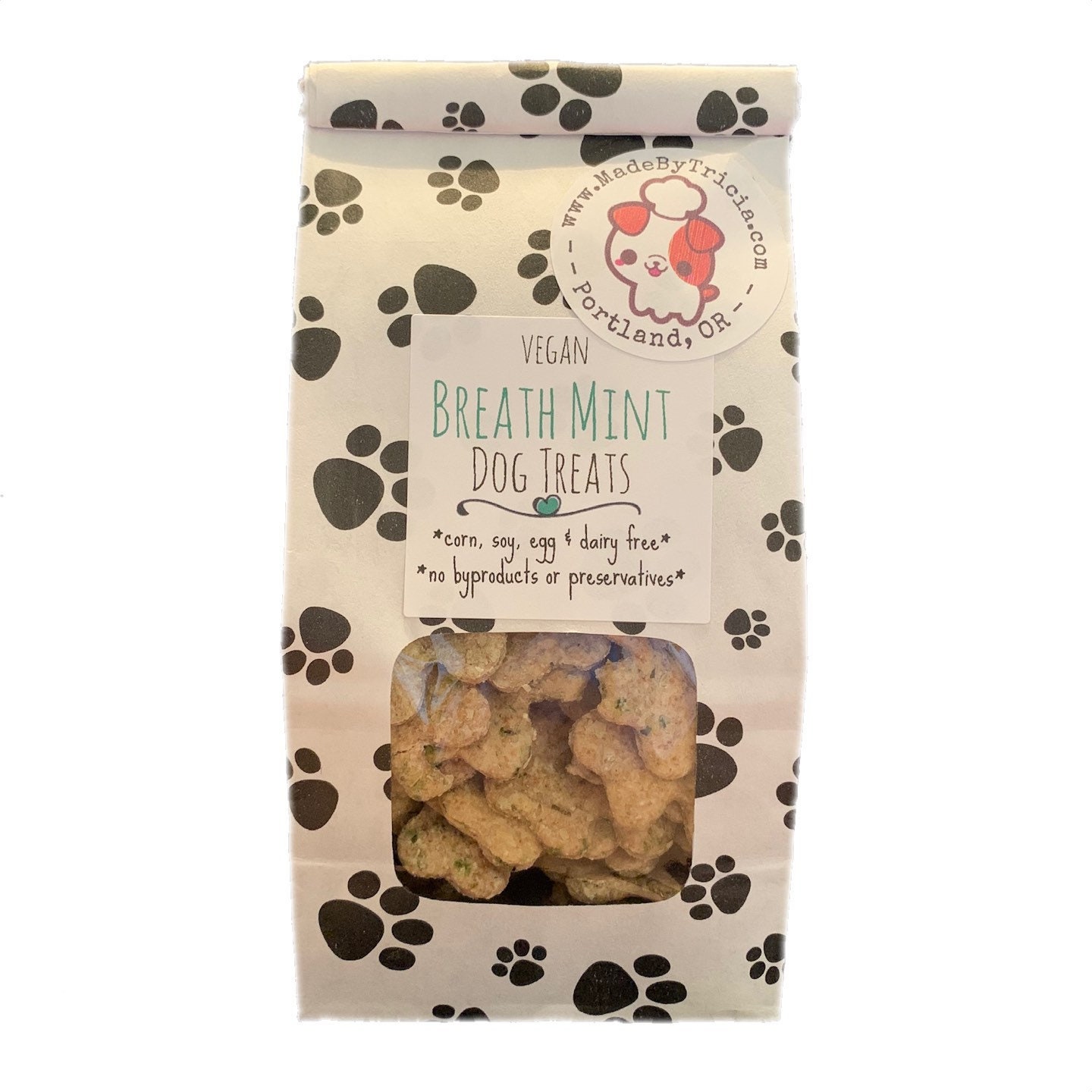 Breath Mint Dog Treats Vegan Hand Cut 5 oz paw print Etsy