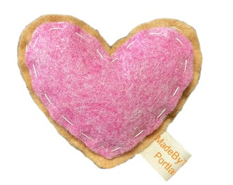 Heart Sugar Cookie cat toy | organic catnip | wool-blend felt