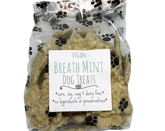 Breath Mint Dog Treats | Vegan | Hand Cut | 5 oz paw print bags
