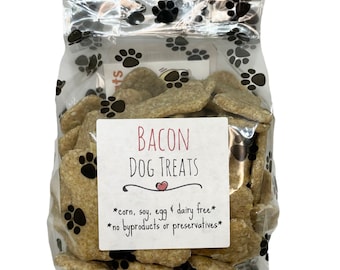 Bacon Dog Treats | Hand Cut | 5 oz paw print bags