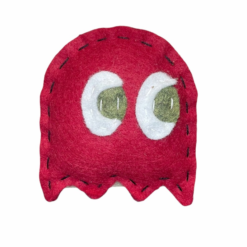 Ghost Monster cat toy organic catnip wool-blend felt red