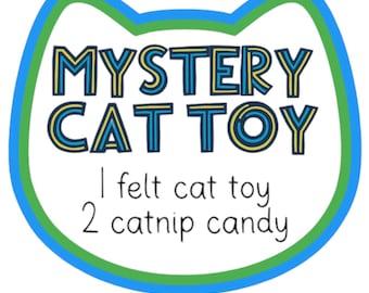 Mystery cat toy + 2 catnip candy | organic catnip | wool-blend felt | vegan fleece