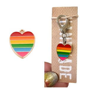 collar charm zipper pull stitch marker backpack charm heart, rainbow, llama, birthday, crown, bike heart