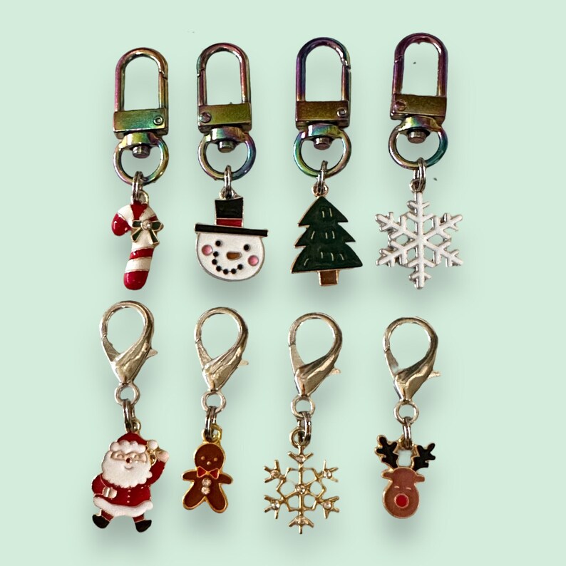 winter and Christmas collar charm zipper pull stitch marker backpack charm image 1