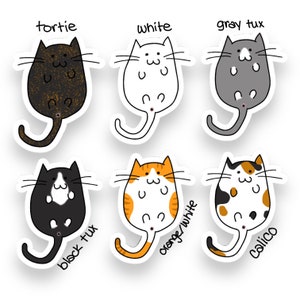 Cat Stickers Cat Butt Stickers Holographic Paper siamese, tux, tabby, tortie, pride image 4