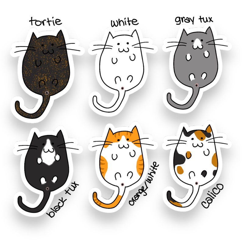 Cat Stickers Cat Butt Stickers Holographic Paper siamese, tux, tabby, tortie, pride image 4