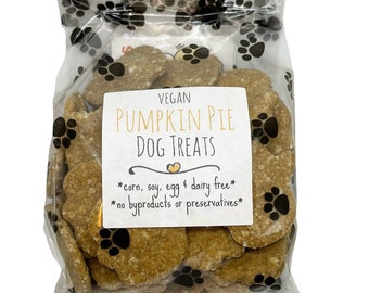Pumpkin Pie Dog Treats | Vegan | Hand Cut | 5 oz paw print bags