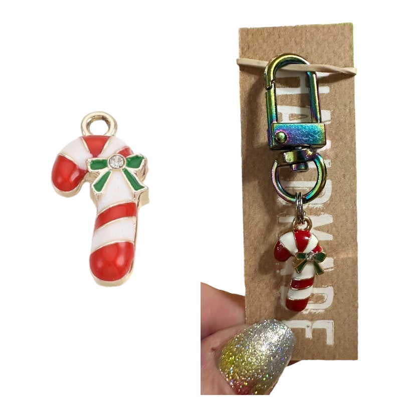 winter and Christmas collar charm zipper pull stitch marker backpack charm candy cane