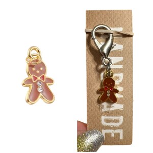 winter and Christmas collar charm zipper pull stitch marker backpack charm gingerbread