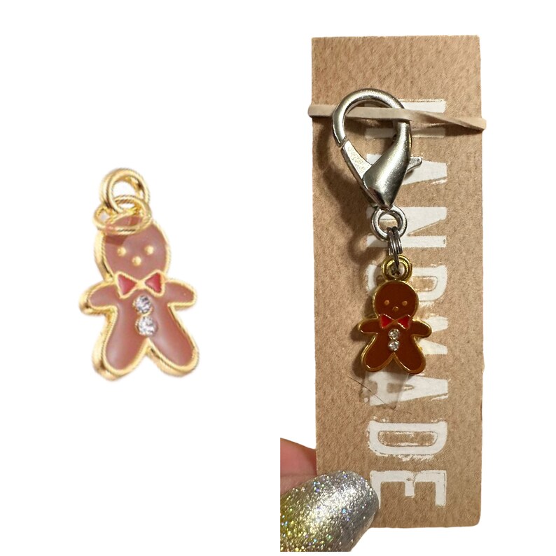 winter and Christmas collar charm zipper pull stitch marker backpack charm gingerbread