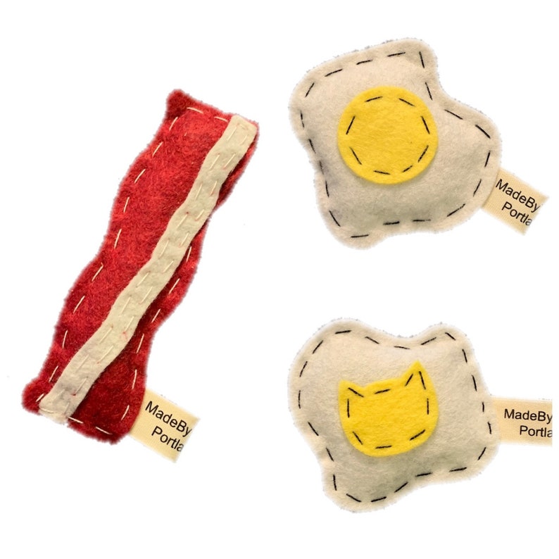 Bacon or Egg Cat Toy Organic Catnip Woolblend Felt Etsy