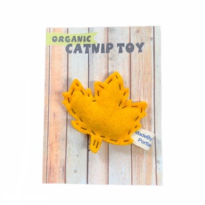 Fall or Maple Leaf cat toy organic catnip wool-blend felt Gold