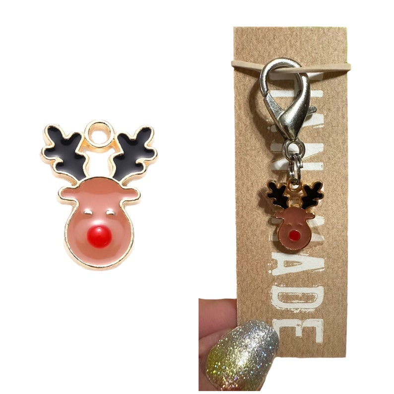 winter and Christmas collar charm zipper pull stitch marker backpack charm reindeer