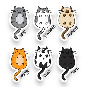 Cat Stickers Cat Butt Stickers Holographic Paper siamese, tux, tabby, tortie, pride image 3