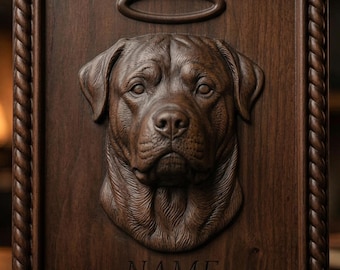 Rottweiler Memorial CNC-snijbestand | 3D-reliëf hondenportret (digitale download)