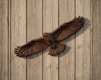 Soaring Hawk 3D-reliëf CNC-bestand | VCarve CRV + Toolpaths | Digitale download houtsnijwerk