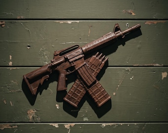 AR-15 met tijdschriften 3D-reliëf CNC-bestand | VCarve CRV + Toolpaths | Digitale download houtsnijwerk