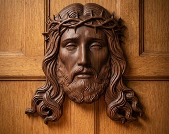 Jezus doornenkroon 3D-reliëf CNC-bestand | Digitale download houtsnijwerk
