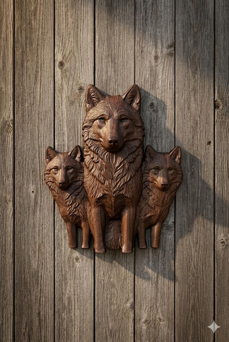 Wolf Pack 3D Relief CNC File | Vcarve CRV + Toolpaths | Wood Carving ...