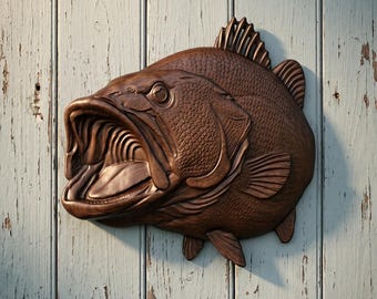 Largemouth Bass 3D-reliëf CNC-bestand | VCarve CRV + Toolpaths | Digitale download houtsnijwerk