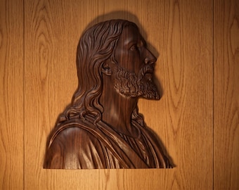 Profielportret Jezus Christus 3D-reliëf CNC-bestand (digitale download)