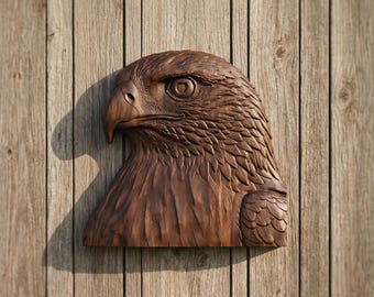 Hawk portret 3D-reliëf CNC-bestand | VCarve CRV + Toolpaths | Digitale download houtsnijwerk