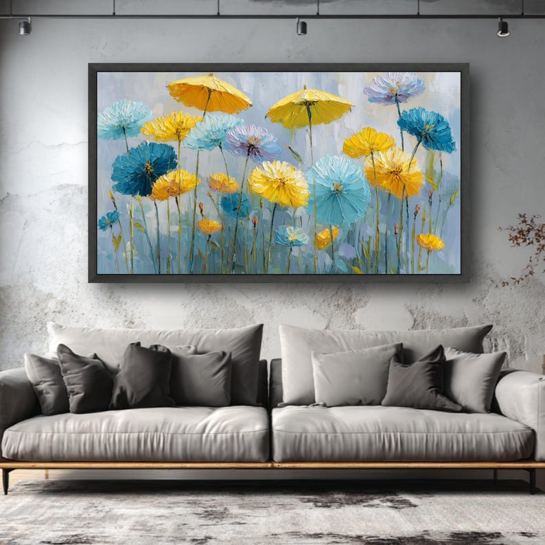 Vibrant Floral Canvas Wall Art, Abstract Garden Blossoms, Modern Home ...