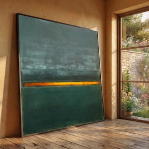 Arte abstracto sobre lienzo de Mark Rothko, diseño moderno de campos de color, decoración del hogar con acento naranja
