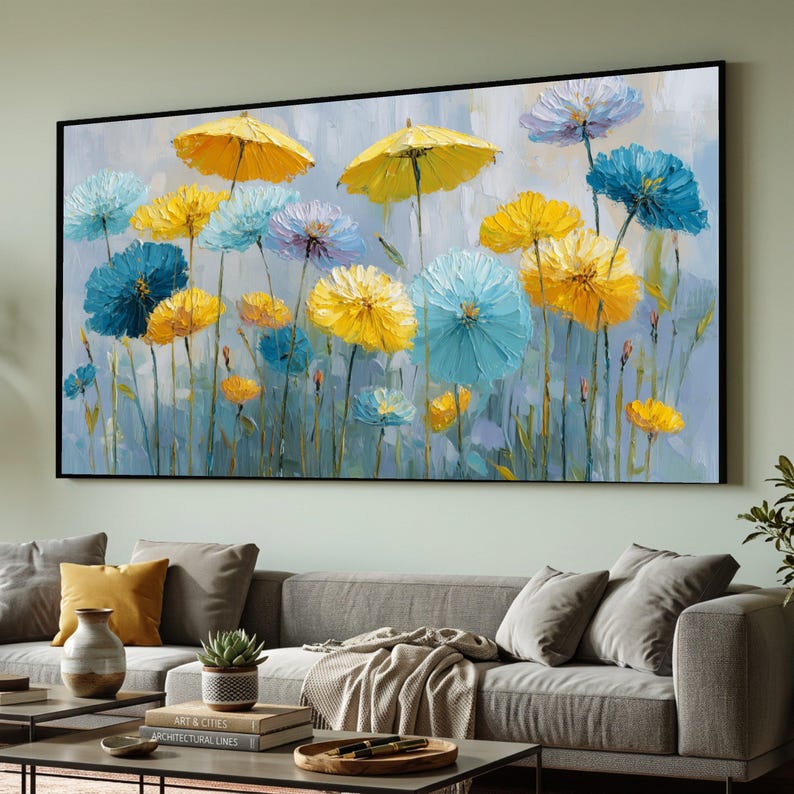 Vibrant Floral Canvas Wall Art, Abstract Garden Blossoms, Modern Home ...