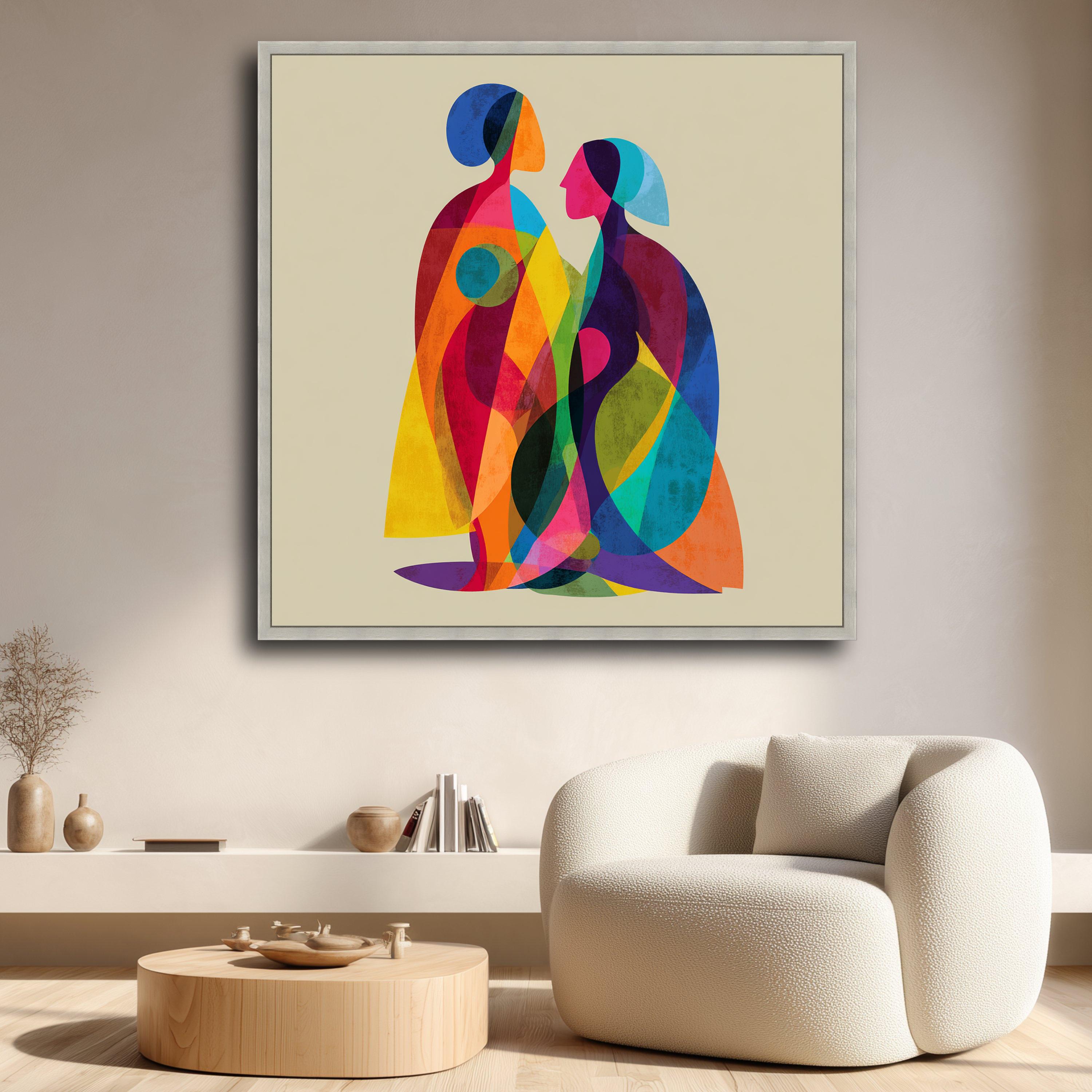 Colorful Abstract Figures Canvas, Modern Geometric Wall Art, Vibrant ...
