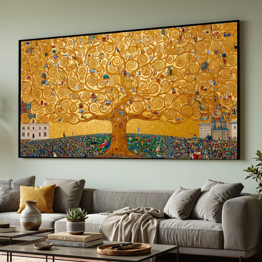 Gustav Klimt Tree of Life Canvas, Golden Swirls Wall Art, Abstract ...