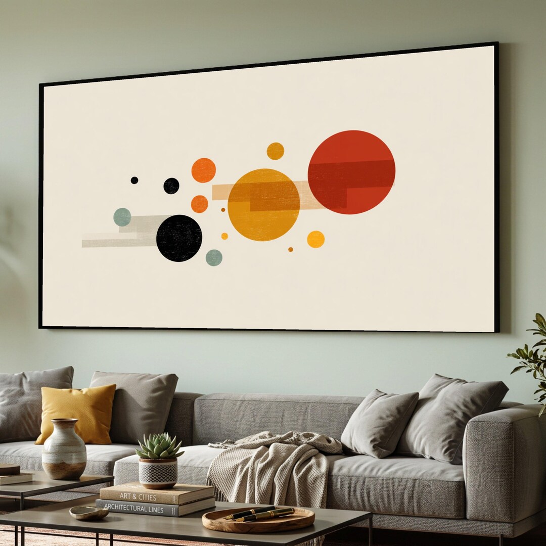 Mid Century Modern Abstract Circles Canvas Print, Geometric Retro Wall ...