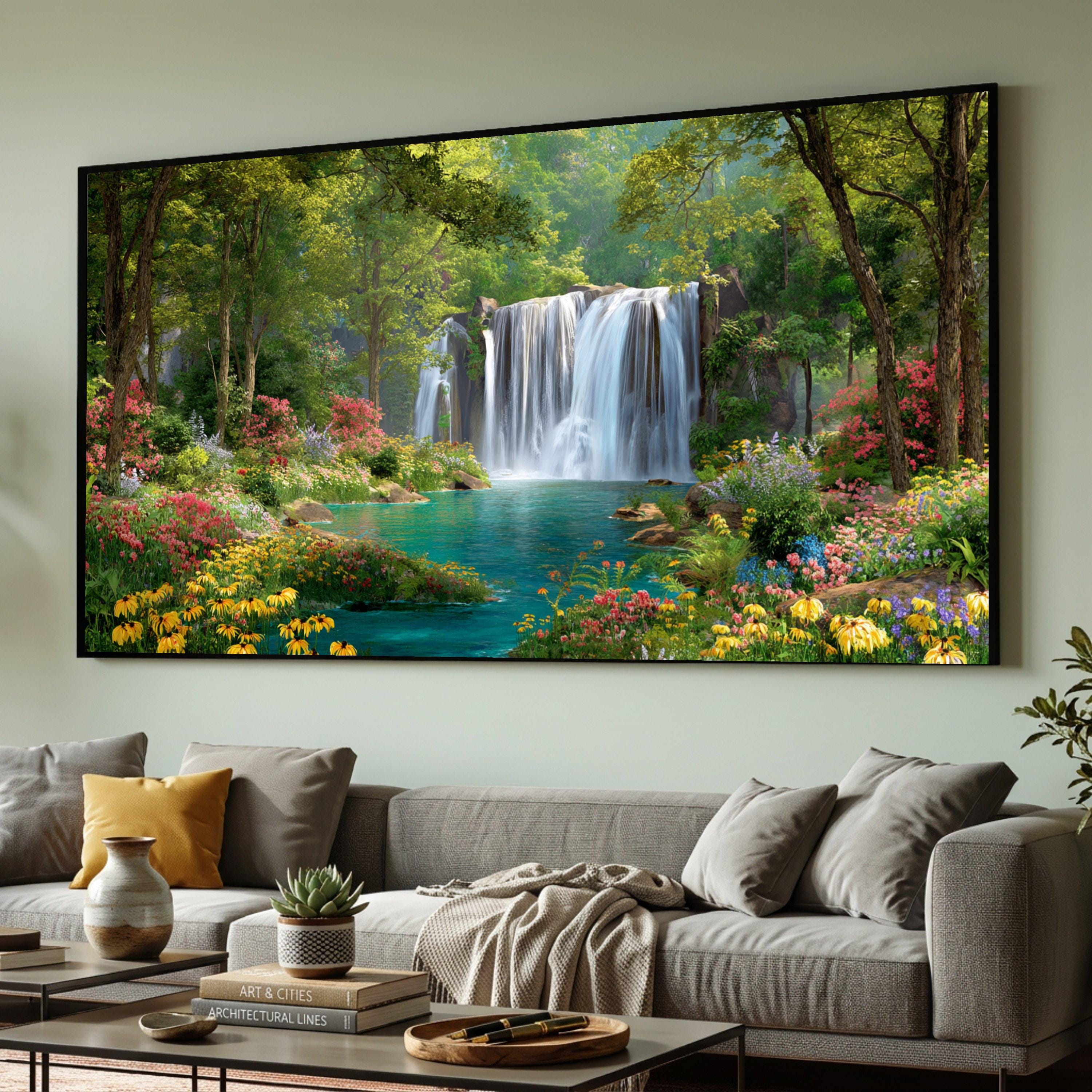 Moving waterfall picture frame with light and sound - Etsy 日本