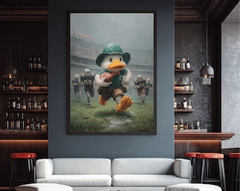 Funny Duck Football Poster | Vintage Style Sports Art Print