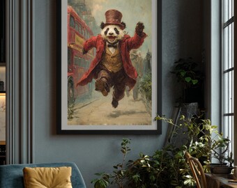 Late Panda Poster | Funny Animal Art | Animal Decor