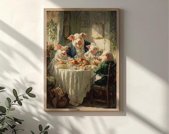 Funny Pig Food Poster | Funny Animal Art | Animal Decor