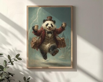 Late Panda Coffee | Funny Animal Art | Animal Decor