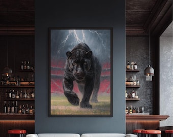 Panther Football Poster | American Animal Art | Vintage Panther Print