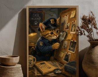 Funny Cat Poster | Quirky Wall Art | Pawlice Cat