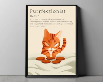 Funny Cat Poster | Quirky Wall Art | Purrfectionist Definition Poster